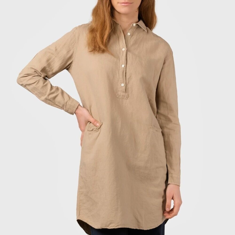 Klitmøller Collective Linen Cotton Tunic Dress Beige Mathilde Medium Minimal